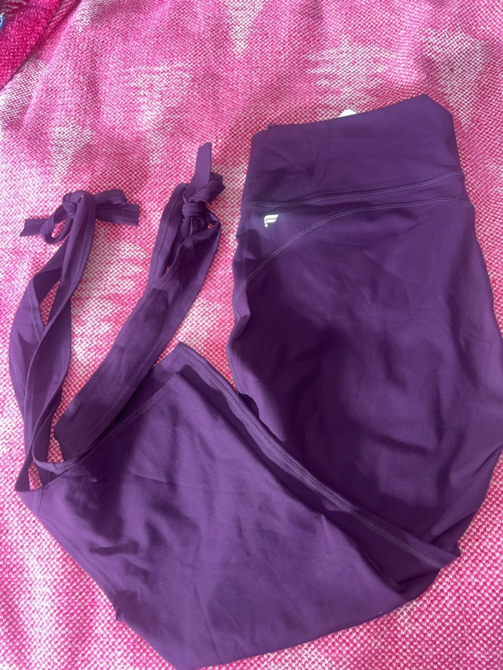 NWT Fabletics 2X PureLuxe High-Waisted Tie-Up Leggings- Purple Plum